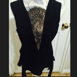 BCBGMaxazria Black Lace Blouse